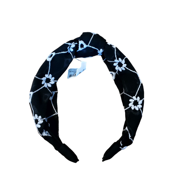 TORRID EMBROIDERED TOP KNOT HEADBAND - BLACK & WHITE - Picture 9 of 9